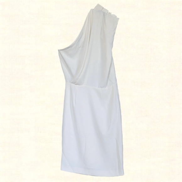 IRO Marine Draped One-shoulder Tulip Skirt Dress Pleated Cream (IRO 34 = US 2) - Picture 6 of 12